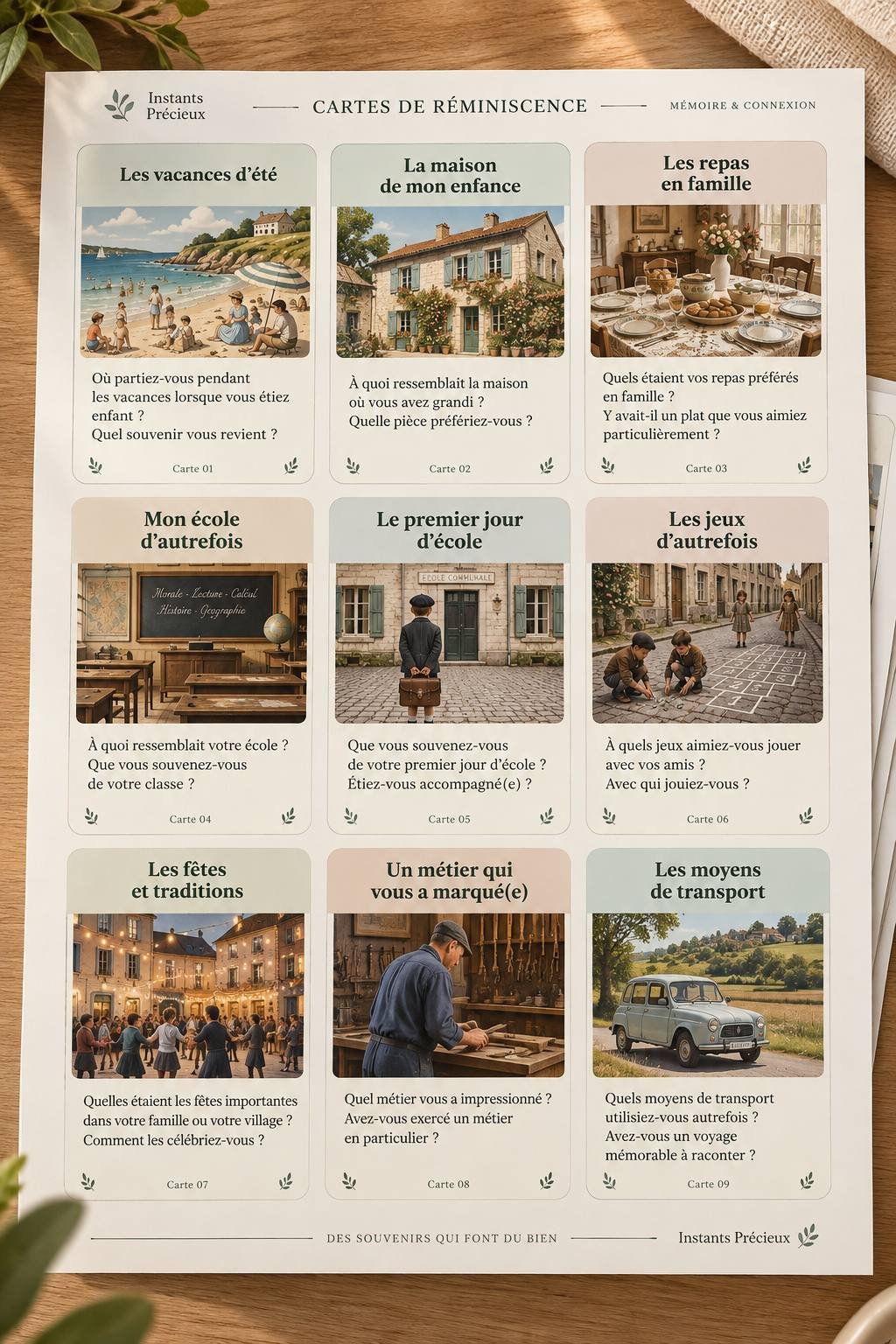 Exemple de fiche Instants Précieux — Cartes de Réminiscence