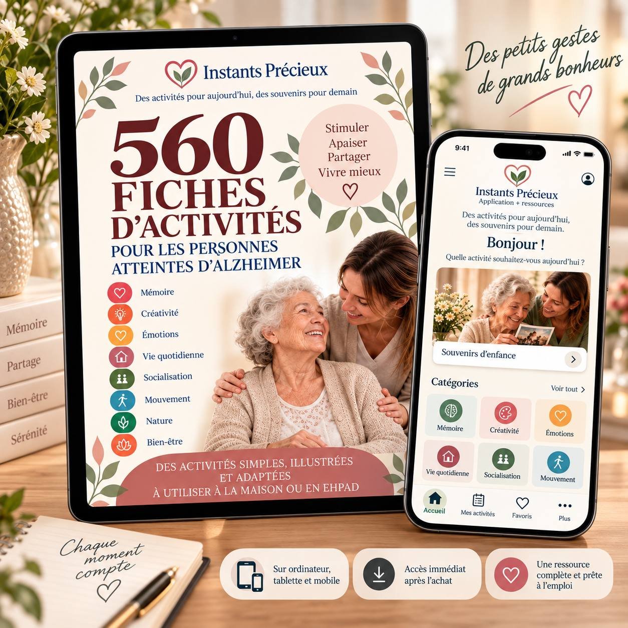 Instants Précieux — aperçu de l'application